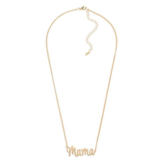 Chain Link Necklace Featuring "Mama" Pendant