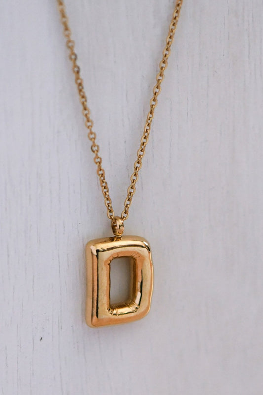"D" 18K Non-Tarnish Stainless Steel Initial Necklace
