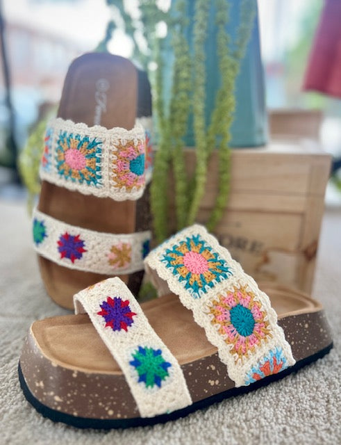 Chubby Embroidered Flower Sandal