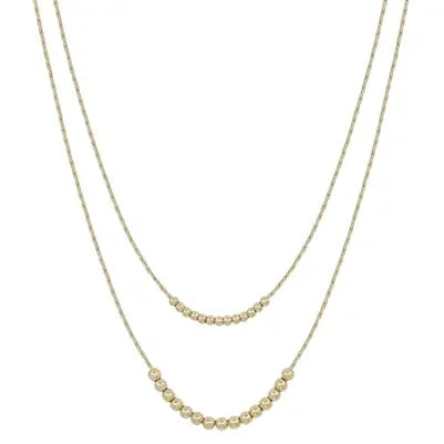 Gold Snake Chain with Gold Beads Layered16"-18" Necklace