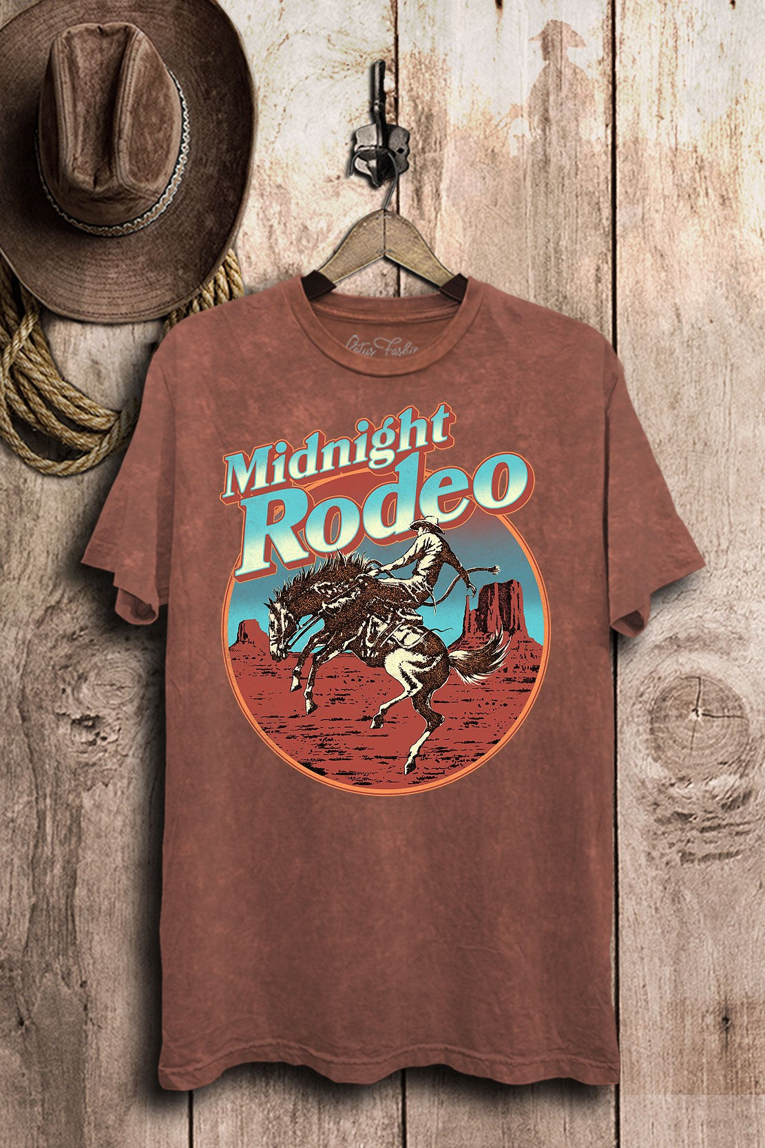 Midnight Rodeo Western Cowboy Graphic Top