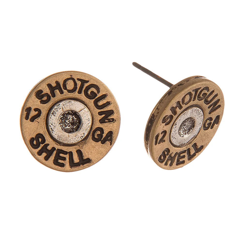 Two tone shotgun shell stud earring