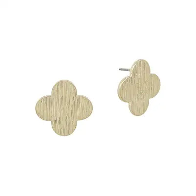 Worn Gold Textured Clover Stud .5" Earring