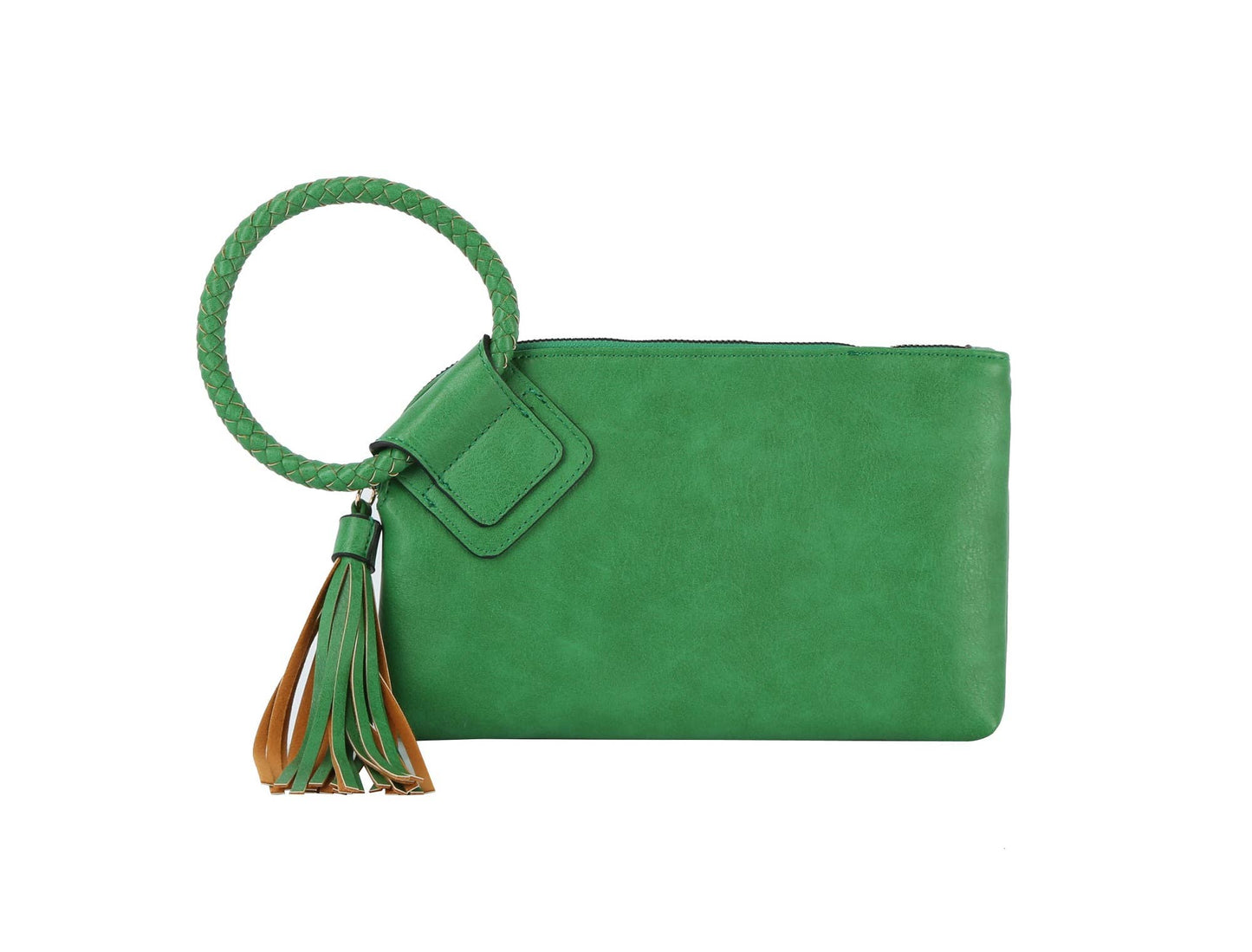 Soft Vegan Leather Wristlet/Clutch in Green