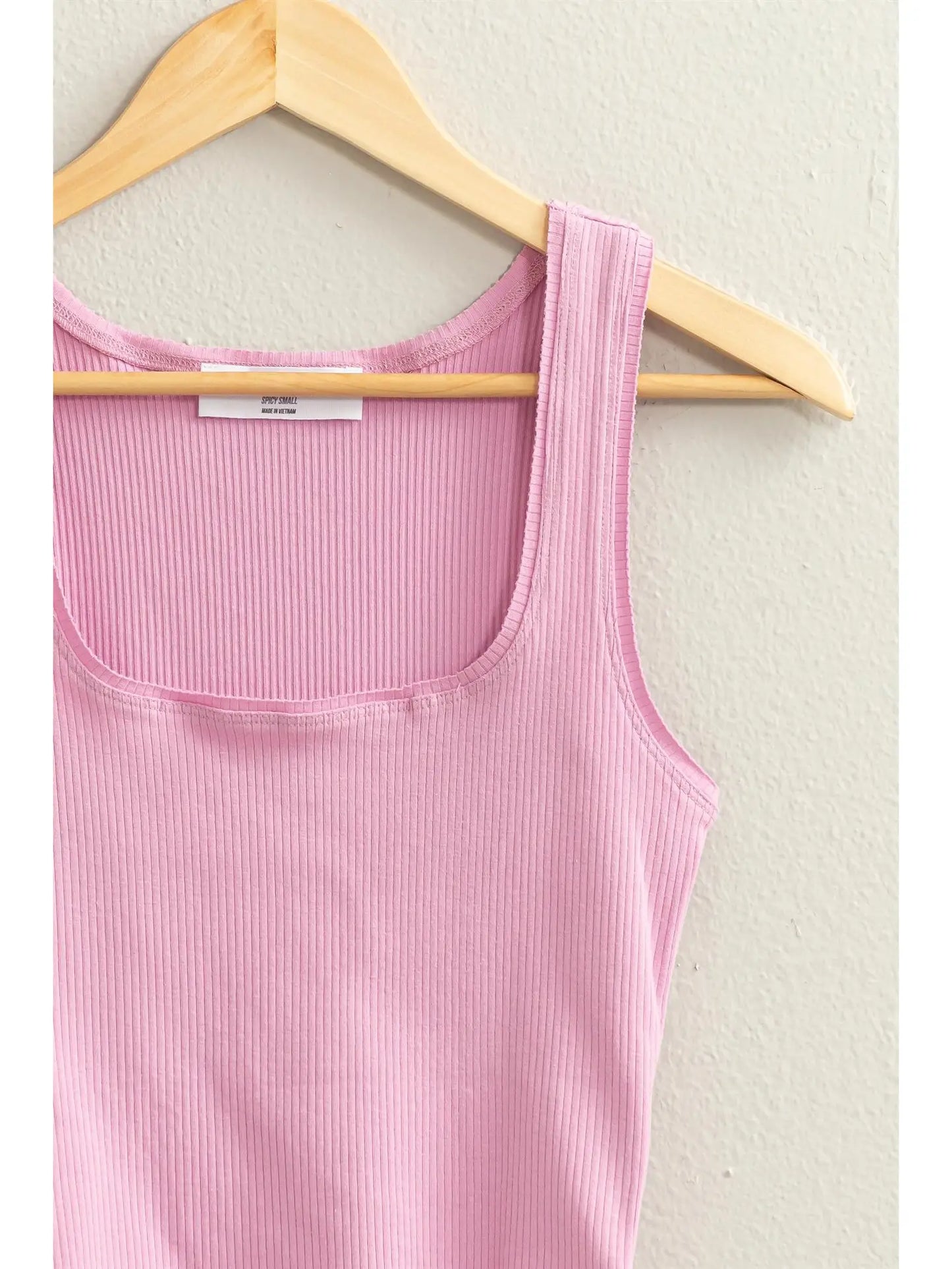 Square Neck Crop Tank Top in Pink
